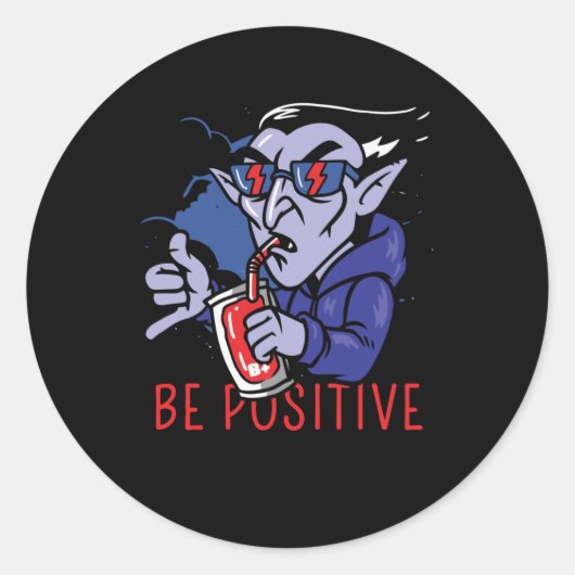 Wees positief vampier ronde sticker (Voorkant)