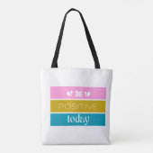 'Wees Positief Vandaag' Modern Kleurblok Tote Bag (Achterkant)