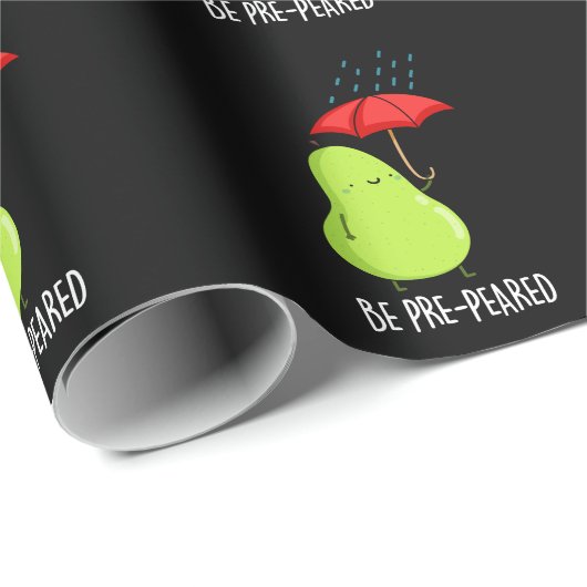 Wees pre-pear-ed Funny Pear in Rain Pun Dark BG Cadeaupapier (Rol Hoek)