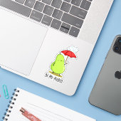 Wees pre-pear-ed Funny Pear in Rain Pun Sticker (Laptop met iPhone)