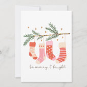 Wees prettig en helder rood en wit kerstfeest feestdagenkaart (Voorkant)