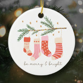 Wees prettig en helder rood en wit kerstfeest keramisch ornament