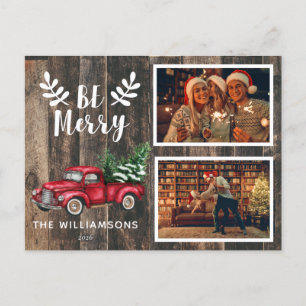 Wees prettig kerstfeest  Red Truck 2 Foto Feestdagenkaart