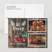 Wees prettig kerstfeest Red Truck 2 Foto Feestdagenkaart (Voorkant / Achterkant)