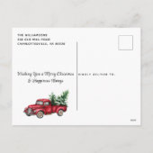 Wees prettig kerstfeest Red Truck 2 Foto Feestdagenkaart (Achterkant)