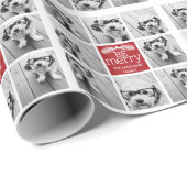 Wees prettige kerstcollage-foto's met rood wit cadeaupapier (Rol Hoek)