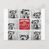 Wees prettige kerstcollage-foto's met rood wit feestdagenkaart (Voorkant)
