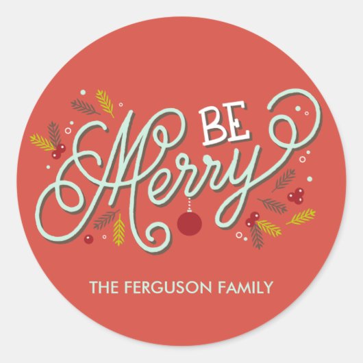 Wees prettige kerstfeestjes ronde sticker (Voorkant)