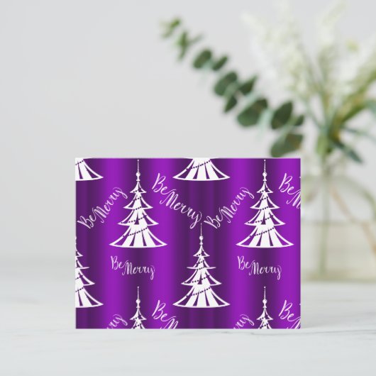 Wees prettige Paarse kerstbomen Briefkaart (Staand voorkant)