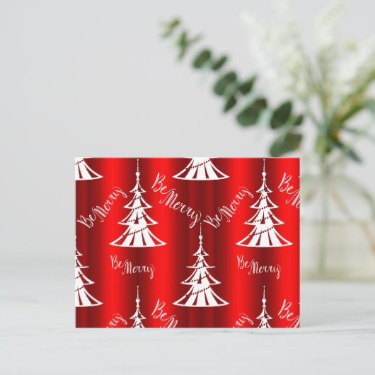 Wees prettige rode kerstbomen briefkaart (Staand voorkant)
