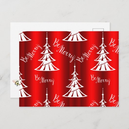 Wees prettige rode kerstbomen briefkaart (Voorkant / Achterkant)