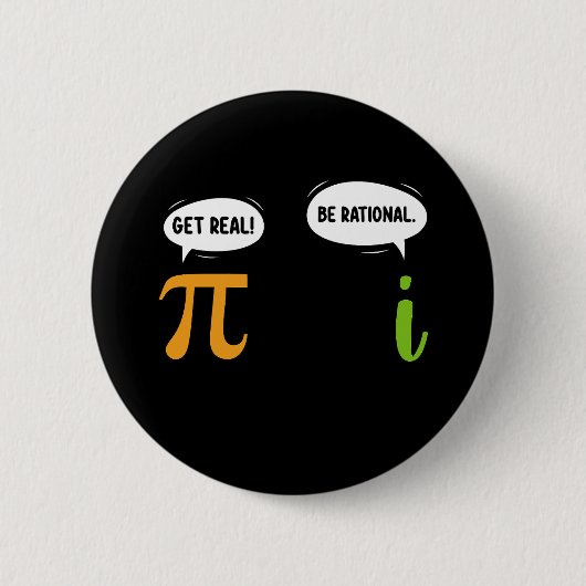 Wees Reëel Wees Rationeel Grappige Wiskunde Pi Dag Ronde Button 5,7 Cm (Voorkant)