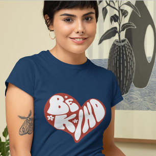 Wees Retro Rood en Wit Hart T-shirt
