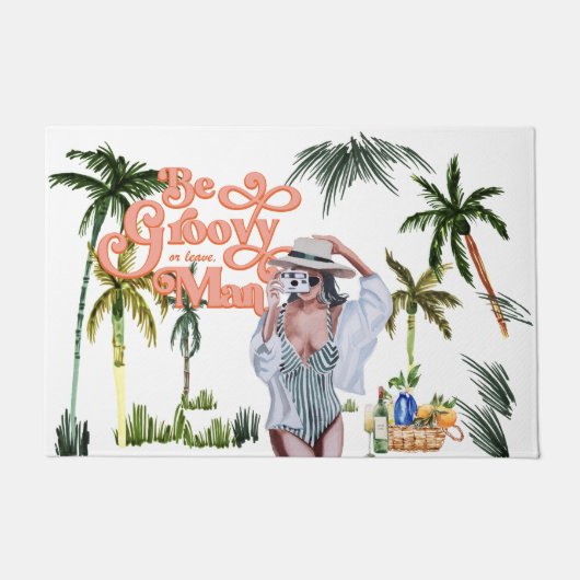 Wees roovy of laat Man achter | Waterverf Trendy R Deurmat (Voorkant)