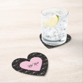 Wees roze hart op kleine Rozen en zwarte strepen Kartonnen Onderzetters (Insitu)