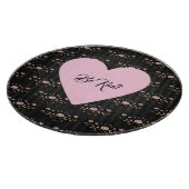 Wees roze hart op kleine Rozen en zwarte strepen Snijplank (Hoek)