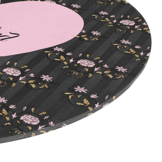 Wees roze hart op kleine Rozen en zwarte strepen Snijplank (Hoek)