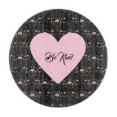 Wees roze hart op kleine Rozen en zwarte strepen Snijplank (Voorkant)