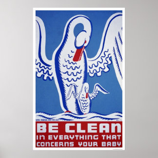 Wees schoon voor Baby 1939 WPA Poster