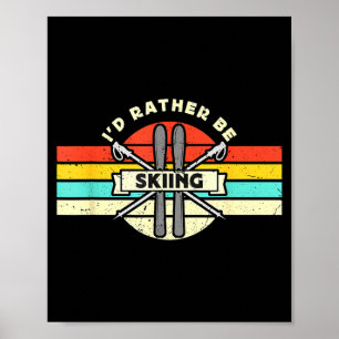 Wees skien retro sneeuwsporter langlaufen poster