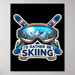 Wees skiër liefhebber skioord skibril berg poster
