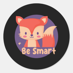 Wees slim Kawaii Funny Cute Baby Fox Red Color Ronde Sticker