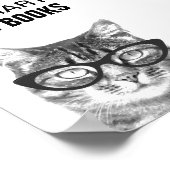 Wees slim leesboeken poster met grappige kattenfot (Hoek)