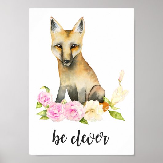 Wees slim | Woodland Fox Nursery Art Poster (Voorkant)