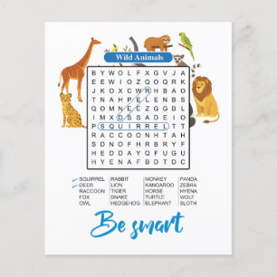 Wees Slim – Woordzoeken Wilde Dieren Flyer