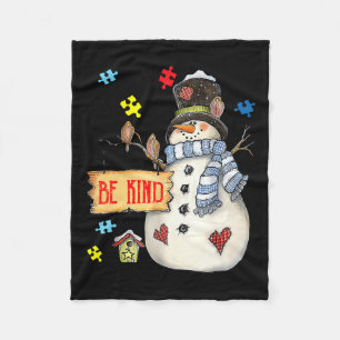 Wees Snowman Puzzle Autism Awareness Funny Fami Fleece Deken