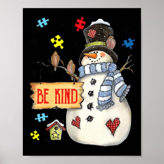 Wees Snowman Puzzle Autism Awareness Funny Fami Poster (Voorkant)
