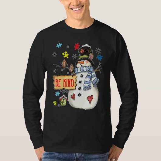Wees Snowman Puzzle Autism Awareness Funny Fami T-shirt (Voorkant)