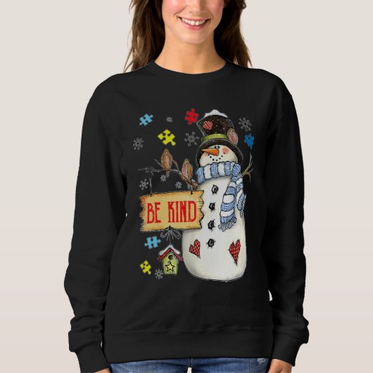 Wees Snowman Puzzle Autism Awareness Funny Fami Trui (Voorkant)