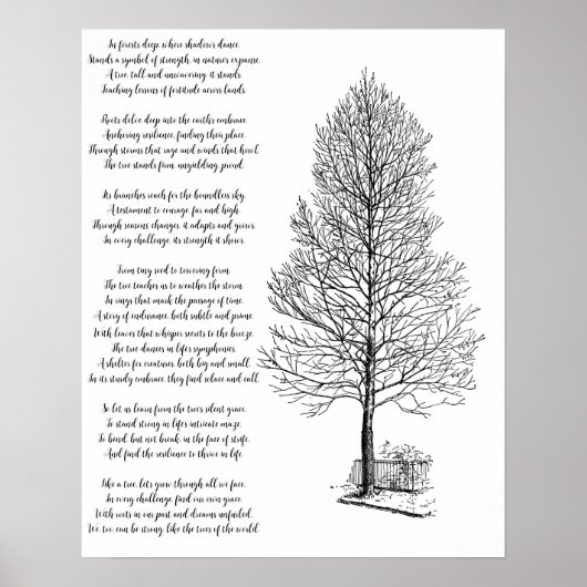 Wees sterk als boom kunst en gedicht poster (Voorkant)
