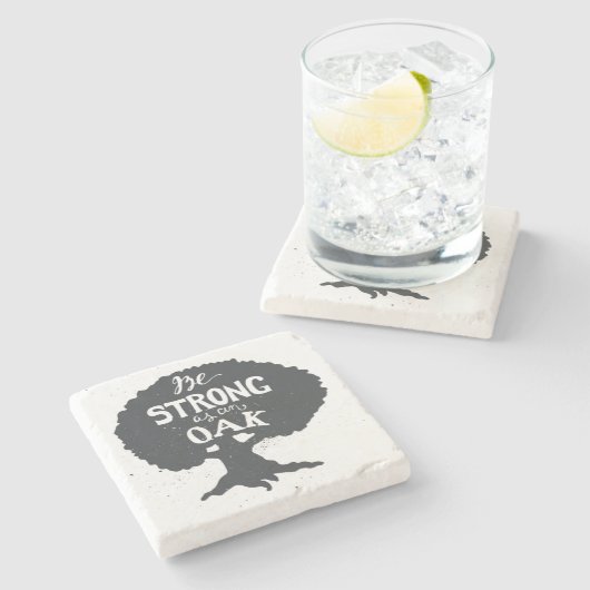 Wees sterk als eikel stenen onderzetter (Zijkant)