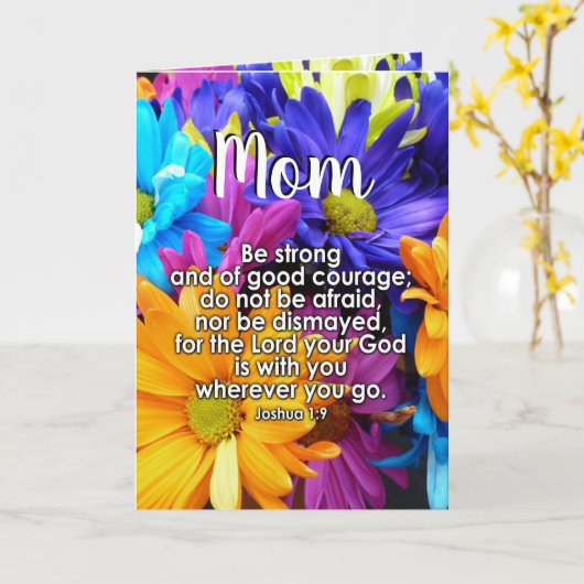 Wees sterk Bijbelvers Christelijke Moederdag Kaart (Gele Bloem)