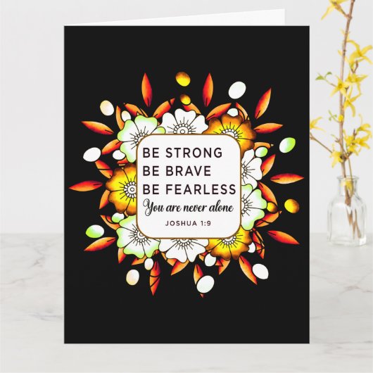 Wees Sterk Dapper Onbevreesd - Bijbelvers Kaart (Gele Bloem)