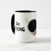 Wees STERK Eén slok tegelijk Zwart en wit Mok (Voorkant links)