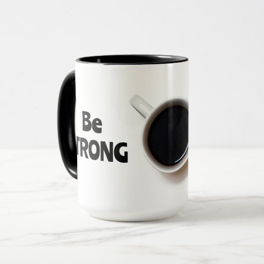 Wees STERK Eén slok tegelijk Zwart en wit Mok (Voorkant links)