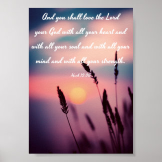 Wees sterk en laat je hart moed opbrengen - Bijbel Poster