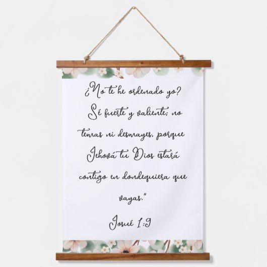 wees sterk en moedig Bijbeltekst Hangend Wandkleed (Voorkant)