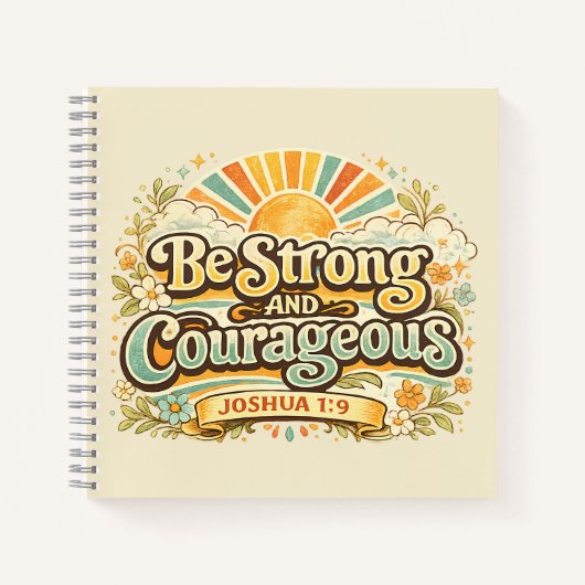 Wees Sterk En Moedig Bijbelvers Journaling Notitieboek (Voorkant)