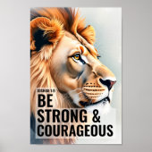 Wees sterk en moedig Christelijke Wall Art Print (Voorkant)