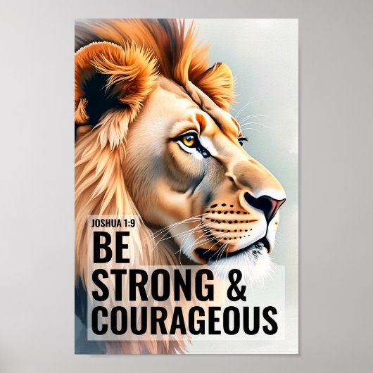 Wees sterk en moedig Christelijke Wall Art Print (Voorkant)