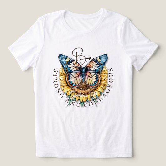 Wees sterk en moedig citaat uit de Bijbel Tri-Blend Shirt (Design voorkant)