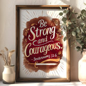 Wees Sterk en Moedig Deuteronomy 31:6 Leeuw Kunst Poster