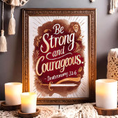 Wees Sterk en Moedig Deuteronomy 31:6 Leeuw Kunst Poster