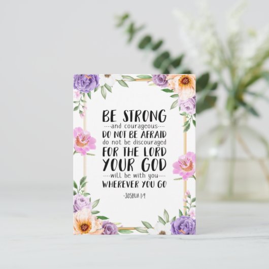 Wees sterk en moedig, Joshua 1:9 Briefkaart (Staand voorkant)