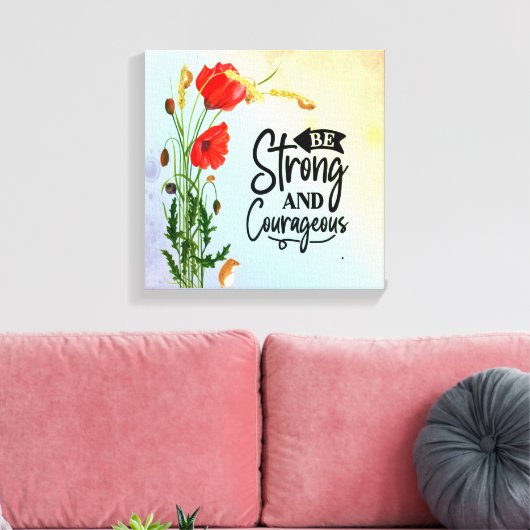 Wees sterk en moedig Joshua 1:9 Canvas Afdruk (Insitu (Woonkamer))