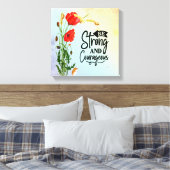 Wees sterk en moedig Joshua 1:9 Canvas Afdruk (Insitu (Slaapkamer))